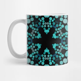 Dot Mandala Flower Blue Green and Grey Mug